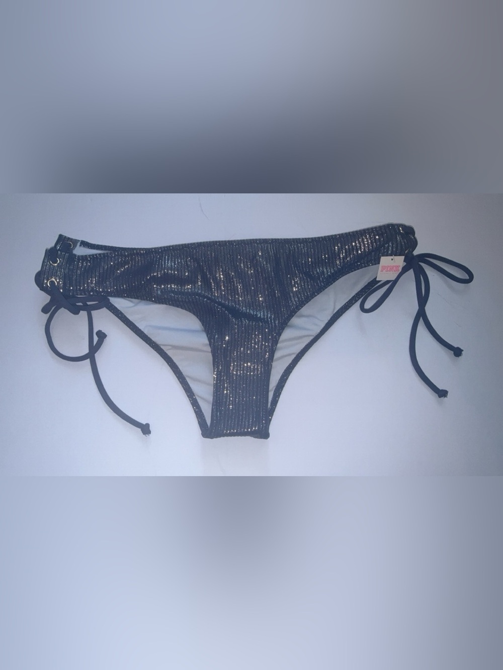 Pink by Victoria's Secret swim bottom. Women's size medium blue shimmer